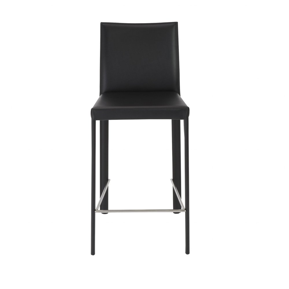 Set of Two 26" Black Steel Low Back Counter Height Bar Chairs HomeRoots