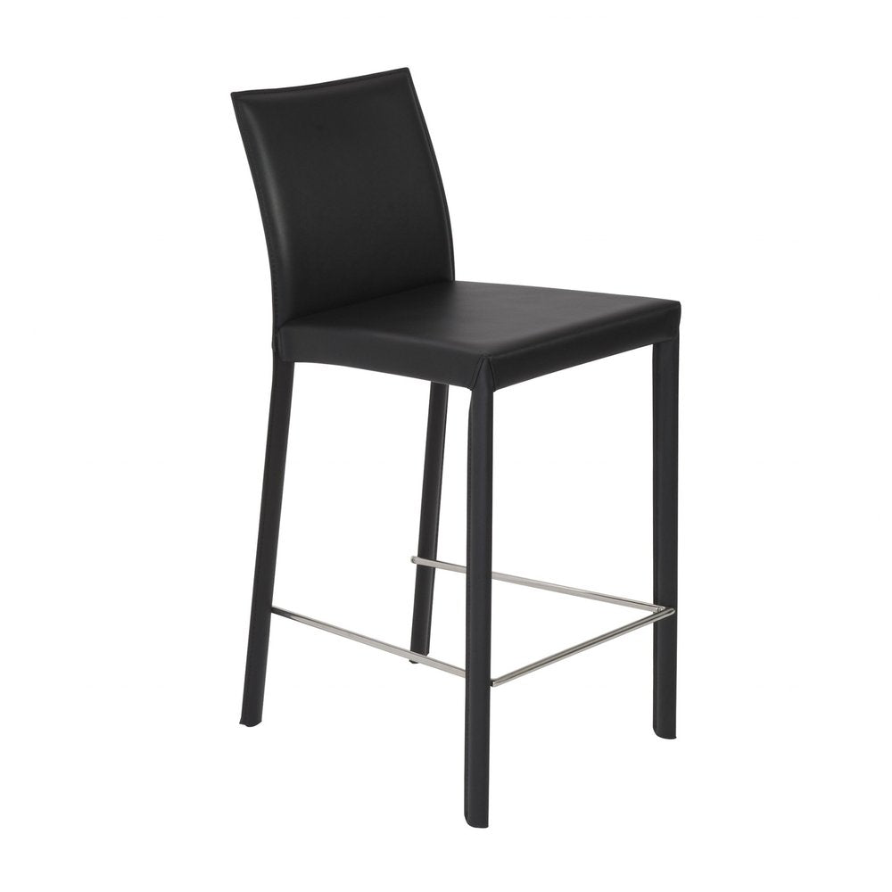 Set of Two 26" Black Steel Low Back Counter Height Bar Chairs HomeRoots