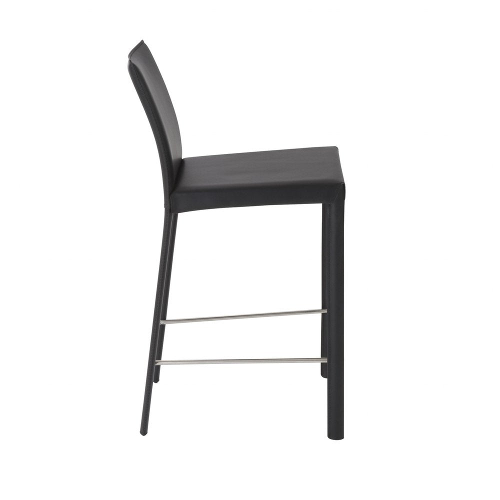Set of Two 26" Black Steel Low Back Counter Height Bar Chairs HomeRoots