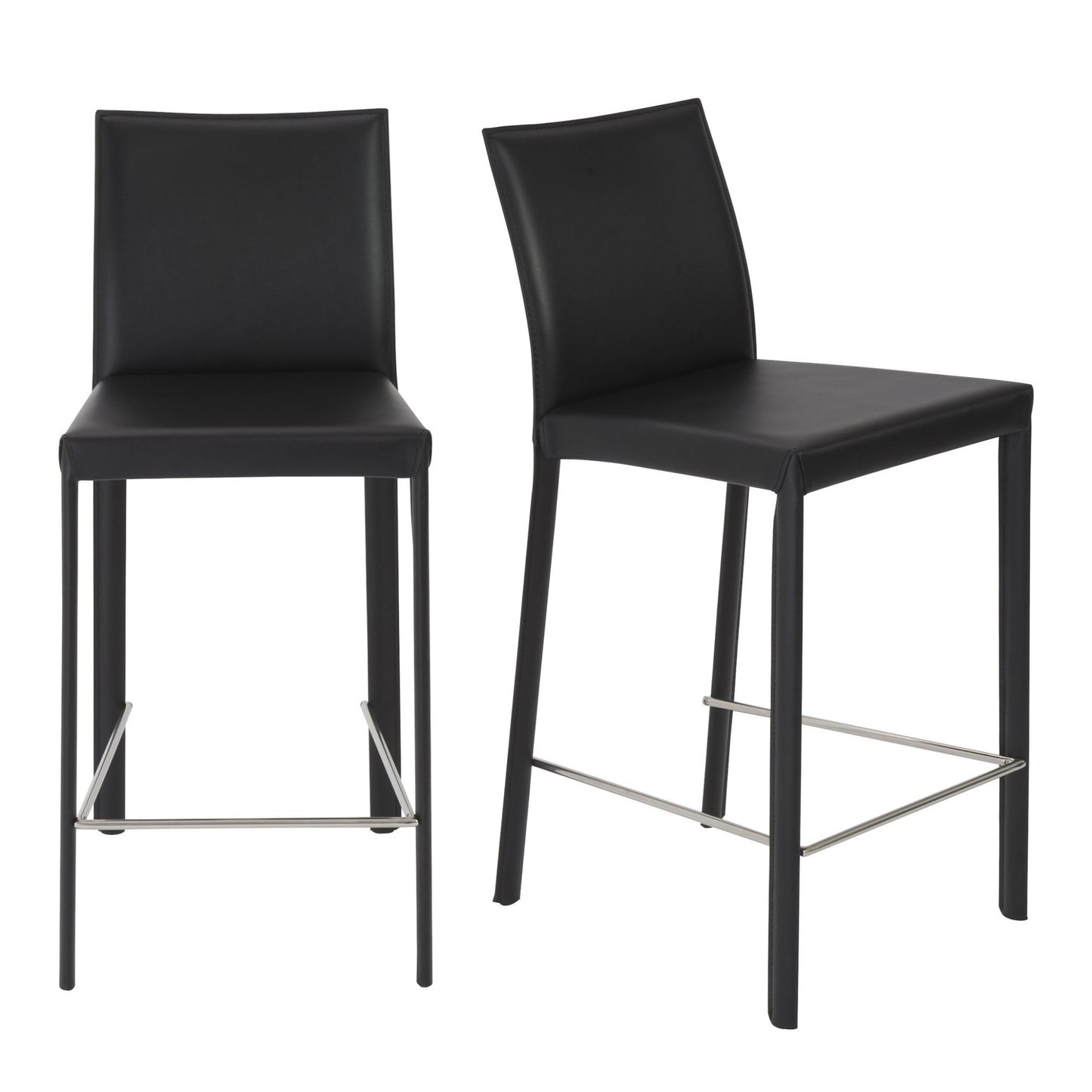 Set of Two 26" Black Steel Low Back Counter Height Bar Chairs