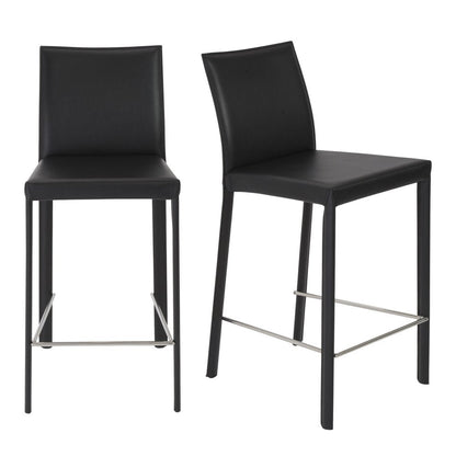 Set of Two 26" Black Steel Low Back Counter Height Bar Chairs HomeRoots