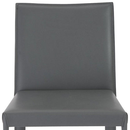 Set of Two 26" Gray Faux Leather And Steel Low Back Counter Height Bar Chairs HomeRoots