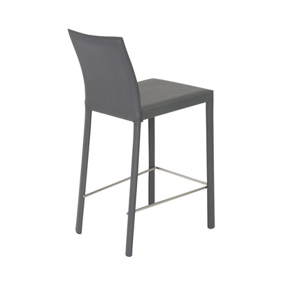 Set of Two 26" Gray Faux Leather And Steel Low Back Counter Height Bar Chairs HomeRoots