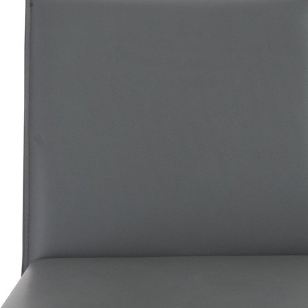 Set of Two 26" Gray Faux Leather And Steel Low Back Counter Height Bar Chairs HomeRoots
