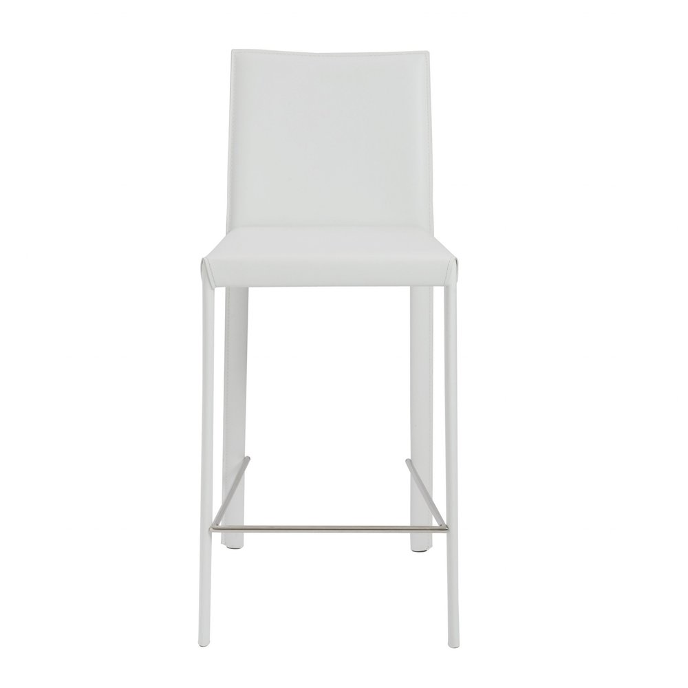 Set of Two 26" White Steel Low Back Counter Height Bar Chairs HomeRoots