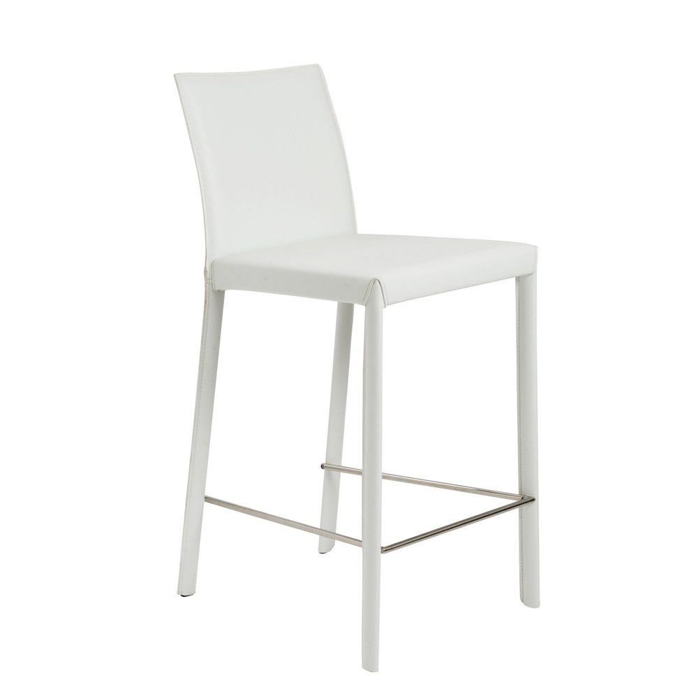 Set of Two 26" White Steel Low Back Counter Height Bar Chairs HomeRoots