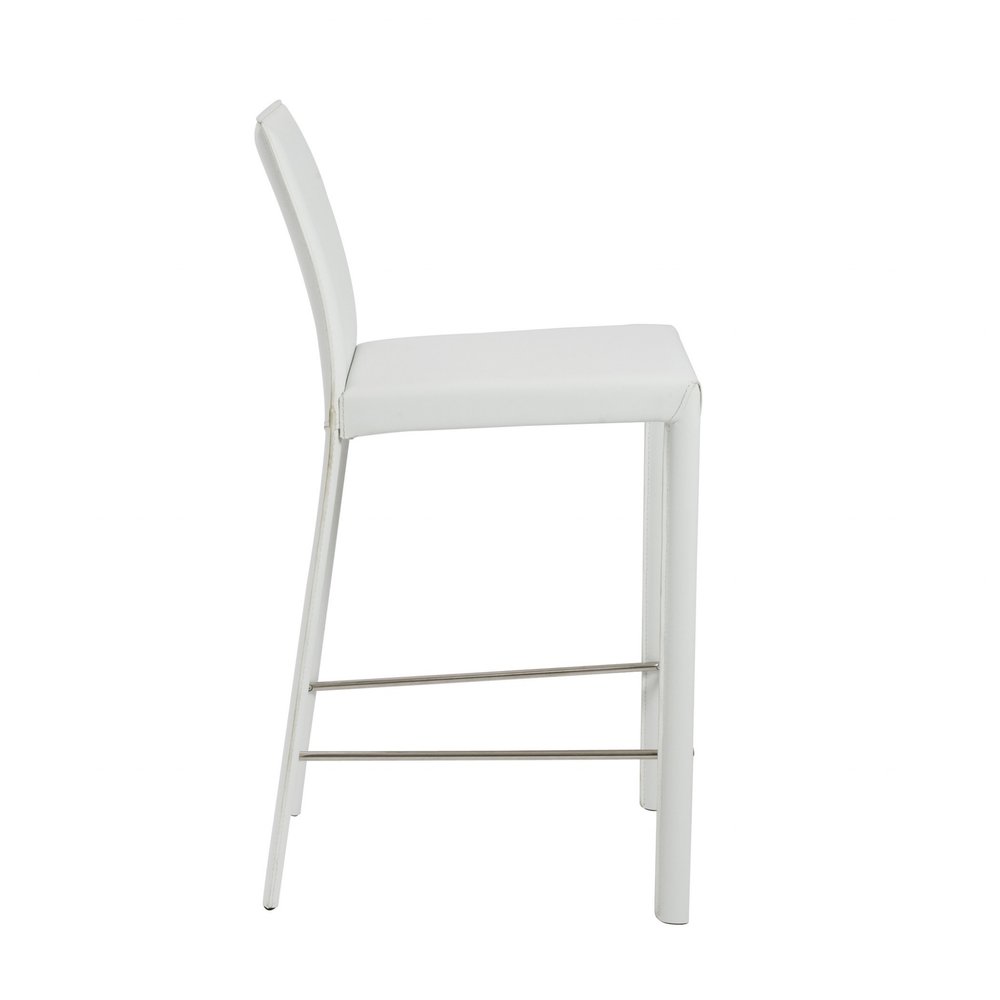 Set of Two 26" White Steel Low Back Counter Height Bar Chairs HomeRoots