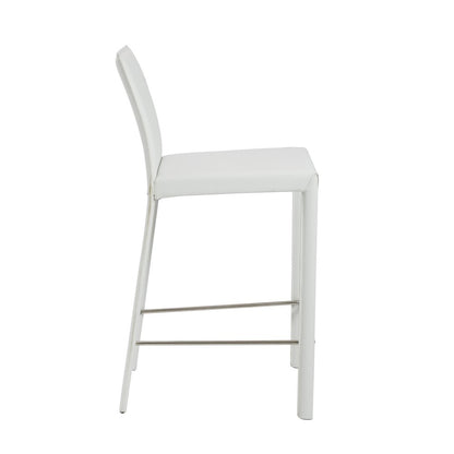 Set of Two 26" White Steel Low Back Counter Height Bar Chairs HomeRoots