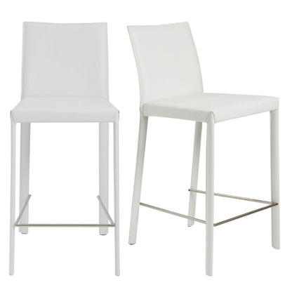 Set of Two 26" White Steel Low Back Counter Height Bar Chairs HomeRoots