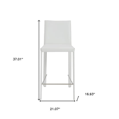 Set of Two 26" White Steel Low Back Counter Height Bar Chairs