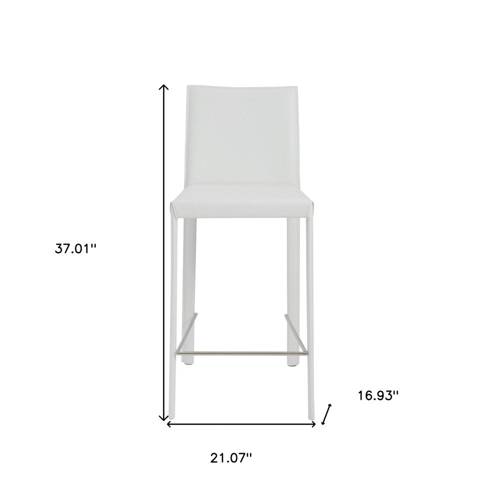 Set of Two 26" White Steel Low Back Counter Height Bar Chairs HomeRoots
