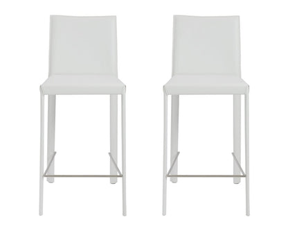Set of Two 26" White Steel Low Back Counter Height Bar Chairs HomeRoots