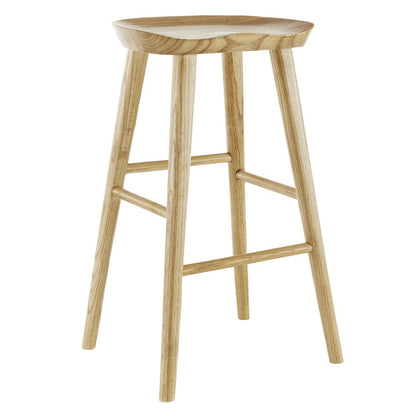 29" Natural Manufactured Wood Backless Bar Height Bar Chair HomeRoots