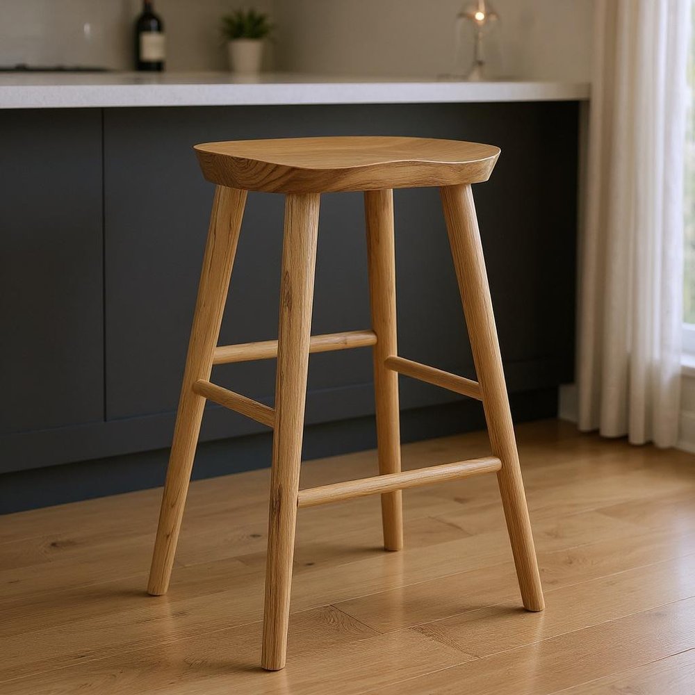 29" Natural Wood Backless Bar Height Bar Chair HomeRoots