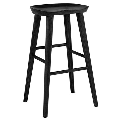 29" Black Wood Backless Bar Height Bar Chair HomeRoots