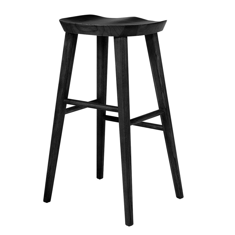 29" Black Wood Backless Bar Height Bar Chair HomeRoots