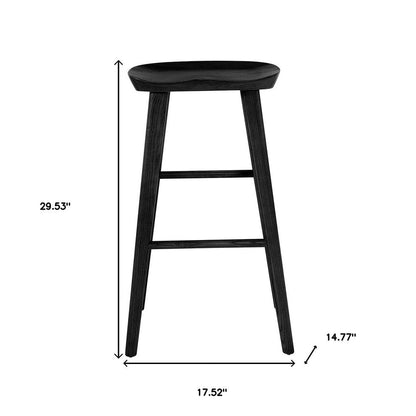 29" Black Wood Backless Bar Height Bar Chair HomeRoots