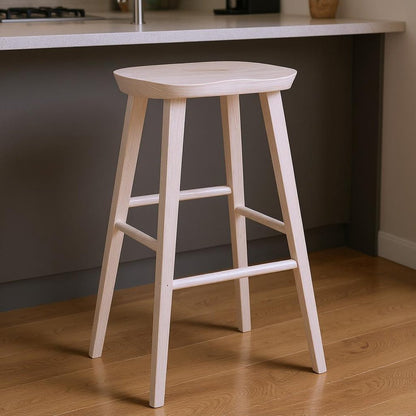 29" White Wood Backless Bar Height Bar Chair HomeRoots