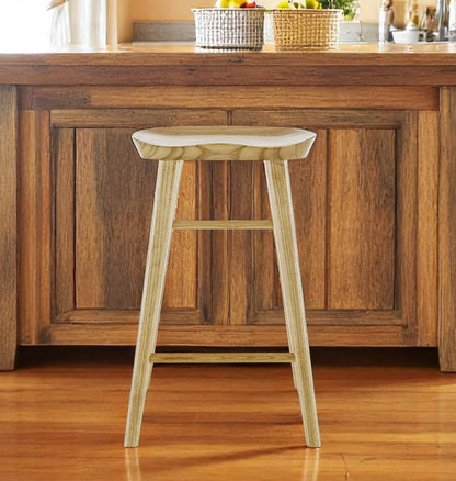 26" Natural Wood Backless Counter Height Bar Chair HomeRoots