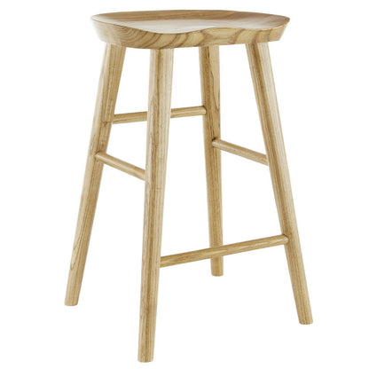 26" Natural Wood Backless Counter Height Bar Chair HomeRoots