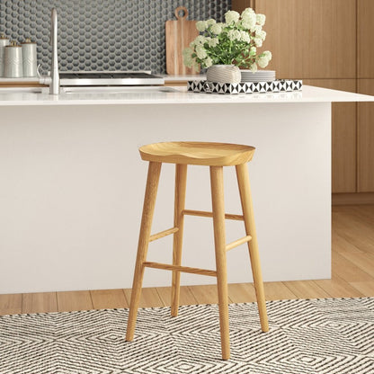26" Natural Wood Backless Counter Height Bar Chair HomeRoots