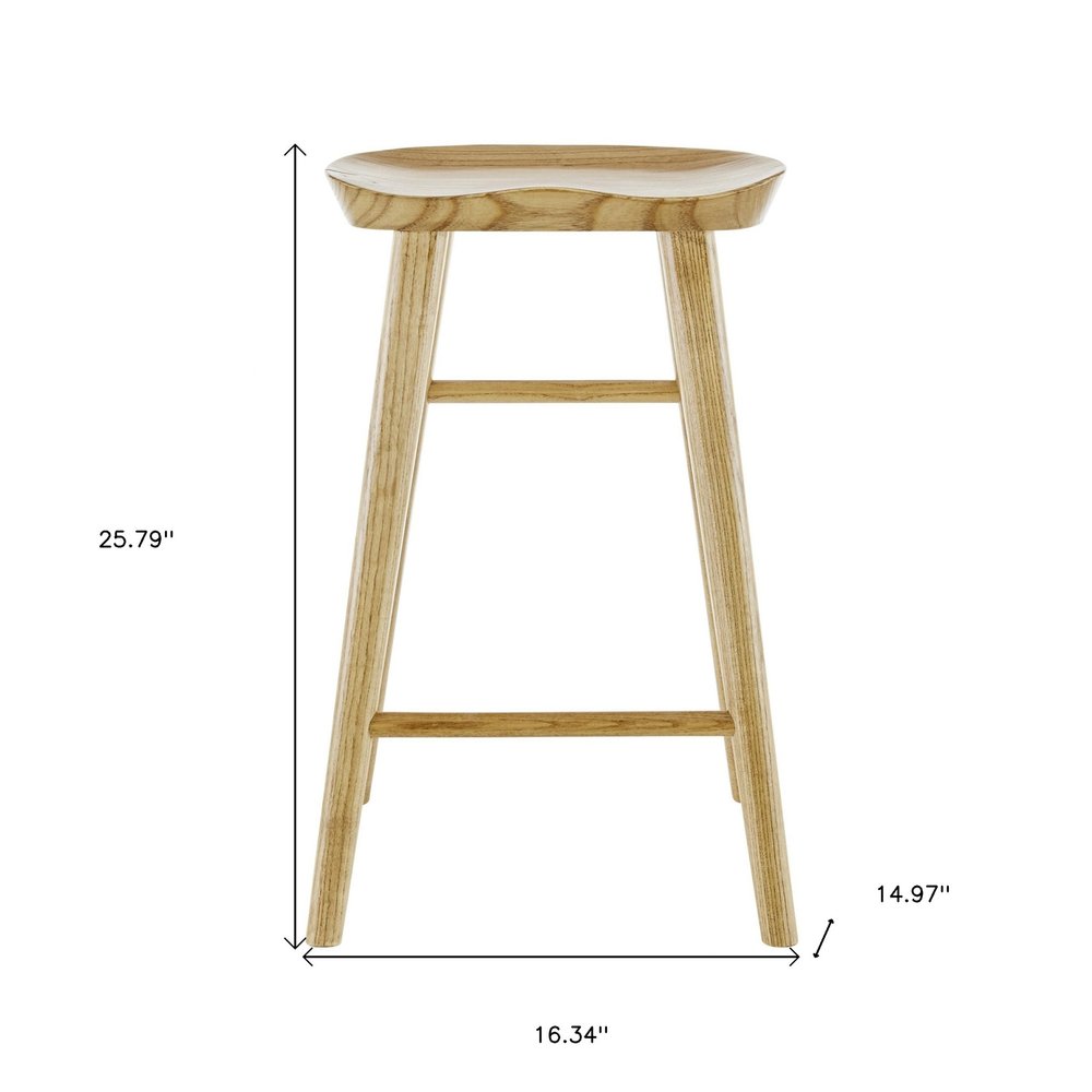 26" Natural Wood Backless Counter Height Bar Chair HomeRoots