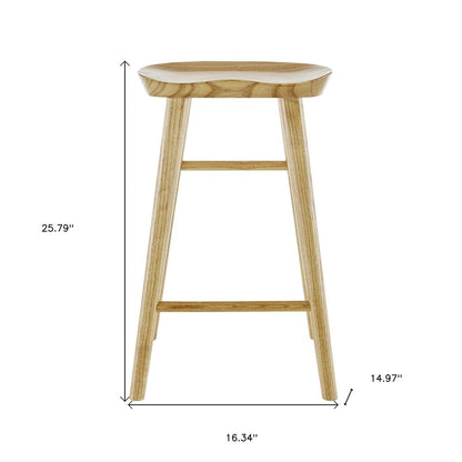 26" Natural Wood Backless Counter Height Bar Chair HomeRoots