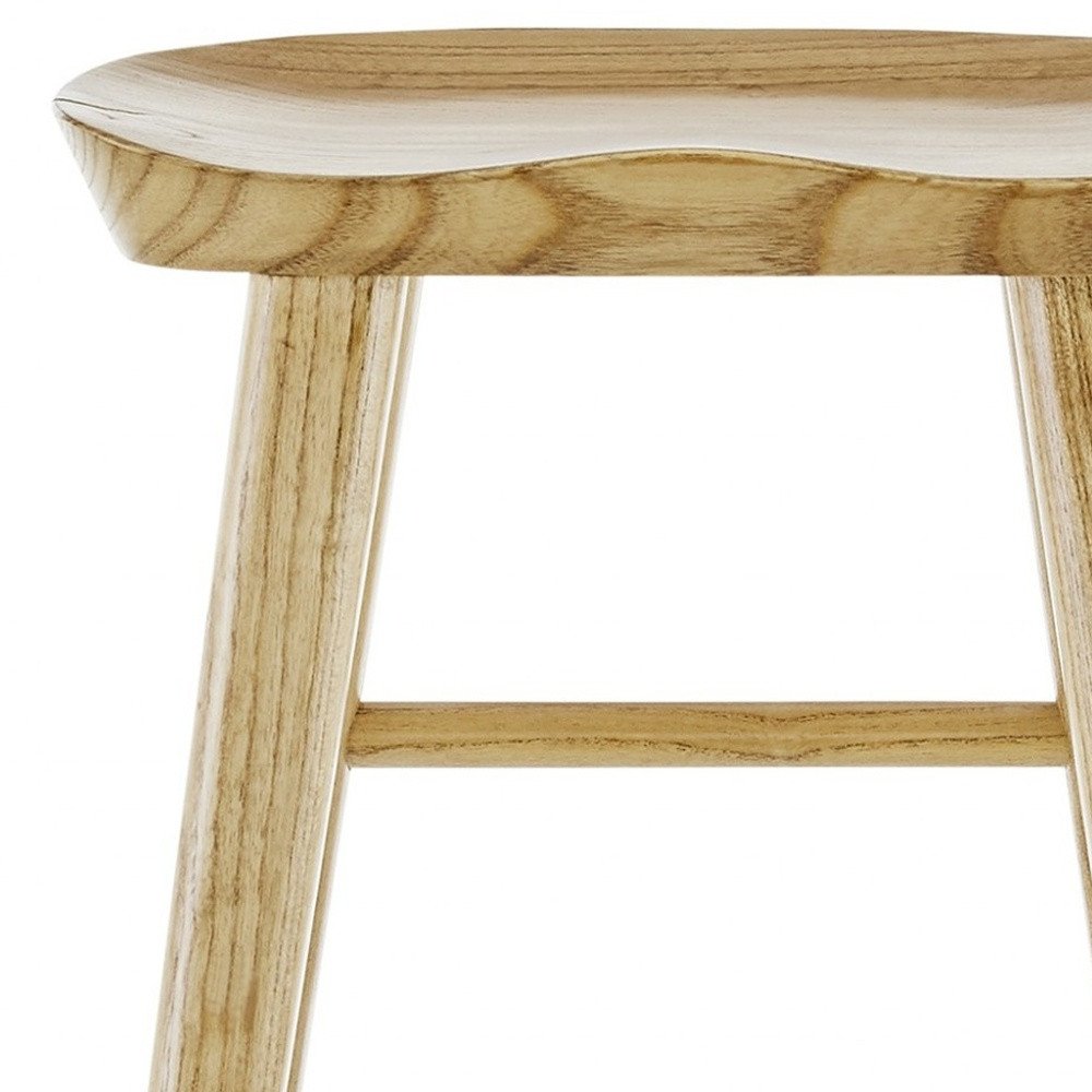 26" Natural Wood Backless Counter Height Bar Chair HomeRoots