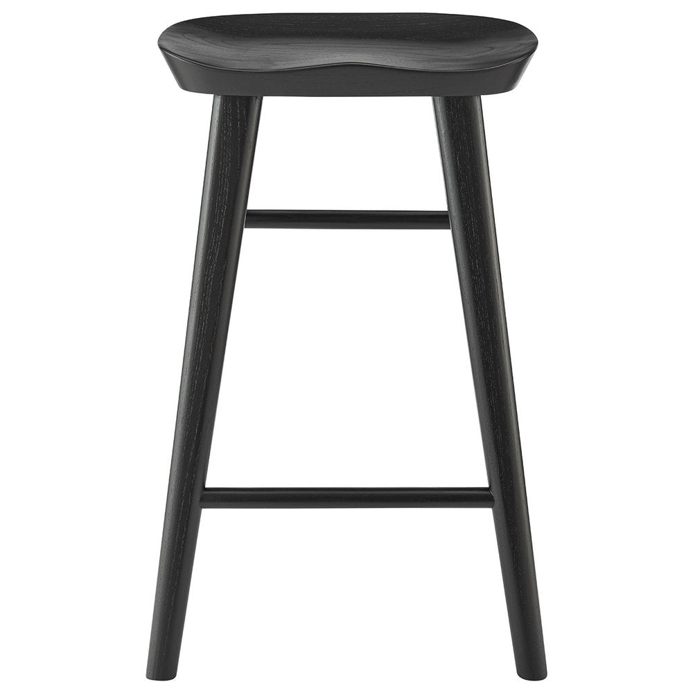 26" Black Solid Wood Backless Counter Height Bar Chair HomeRoots