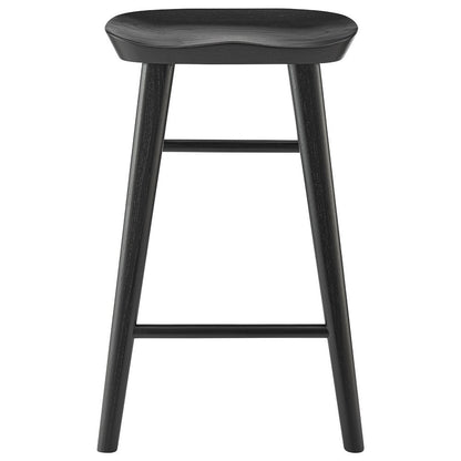 26" Black Solid Wood Backless Counter Height Bar Chair HomeRoots