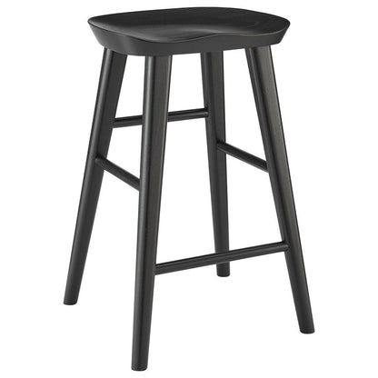 26" Black Solid Wood Backless Counter Height Bar Chair HomeRoots