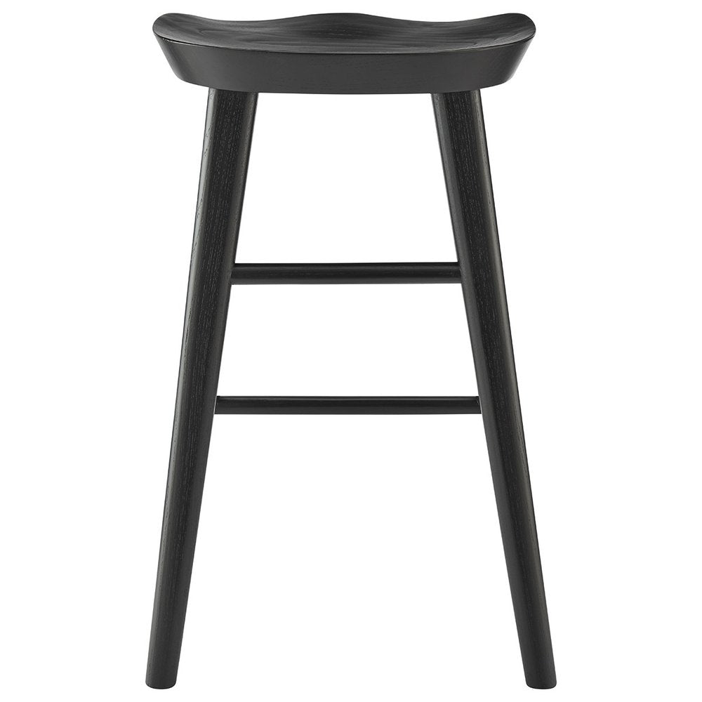 26" Black Solid Wood Backless Counter Height Bar Chair HomeRoots