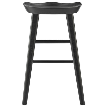 26" Black Solid Wood Backless Counter Height Bar Chair HomeRoots
