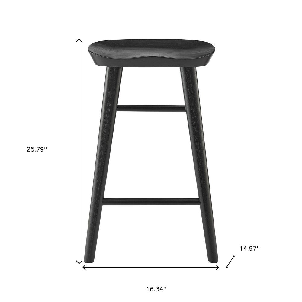 26" Black Solid Wood Backless Counter Height Bar Chair HomeRoots