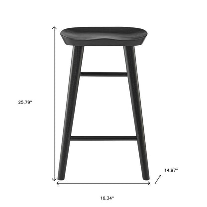 26" Black Solid Wood Backless Counter Height Bar Chair HomeRoots