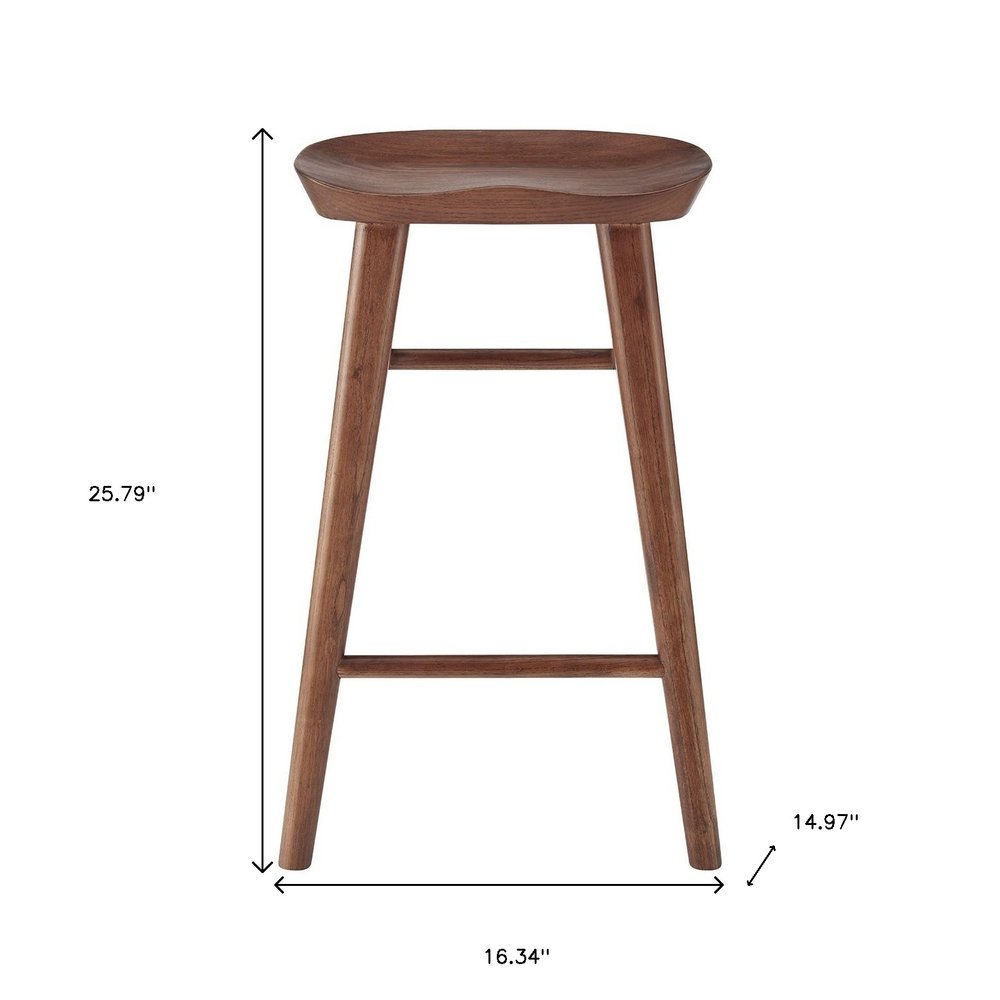 25" Brown Manufactured Wood Backless Counter Height Bar Chair HomeRoots