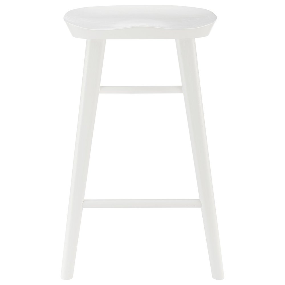 26" White Solid Wood Backless Counter Height Bar Chair HomeRoots
