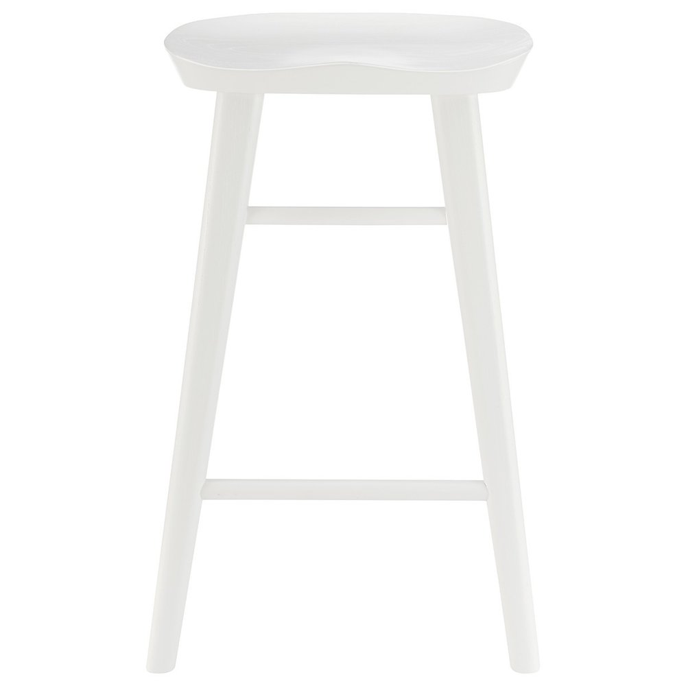 26" White Solid Wood Backless Counter Height Bar Chair HomeRoots