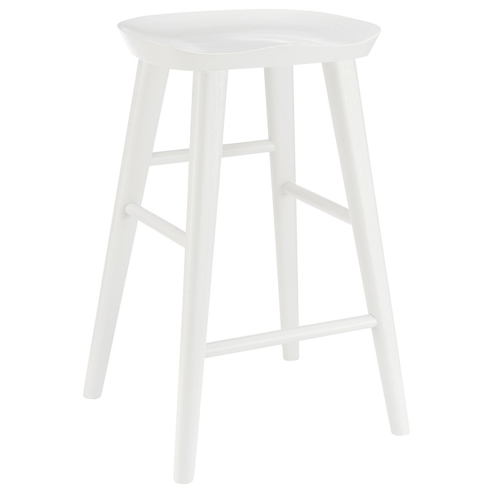 26" White Solid Wood Backless Counter Height Bar Chair HomeRoots