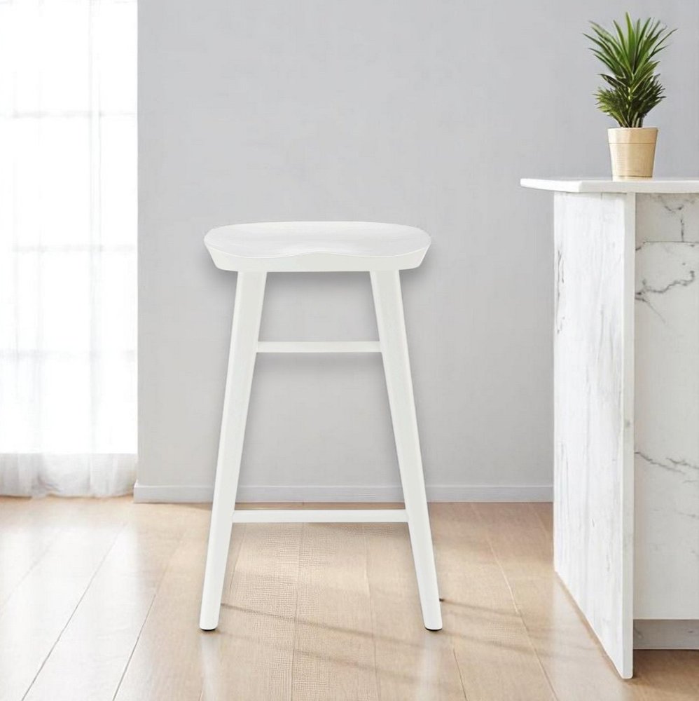 26" White Solid Wood Backless Counter Height Bar Chair HomeRoots