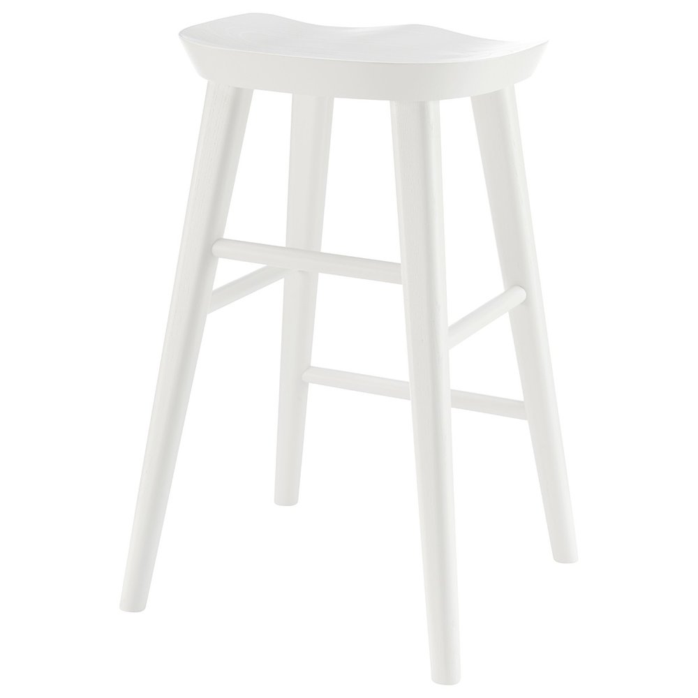 26" White Solid Wood Backless Counter Height Bar Chair HomeRoots