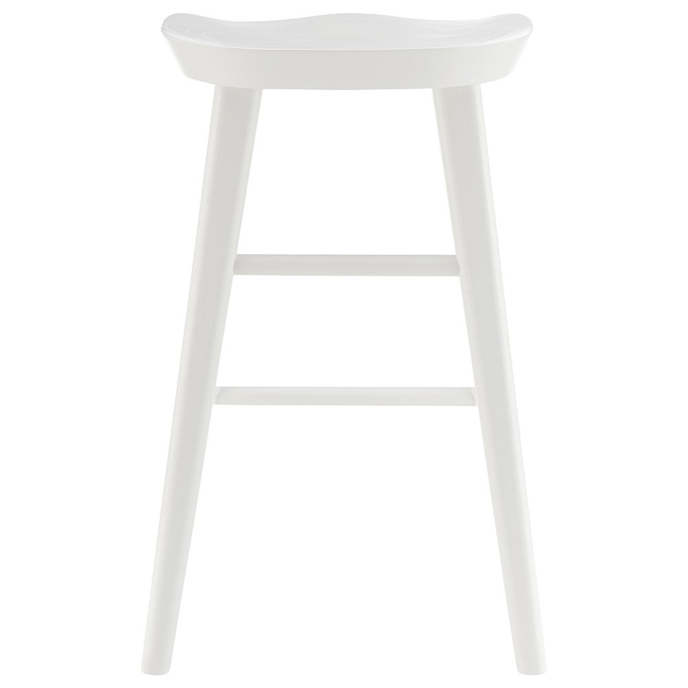 26" White Solid Wood Backless Counter Height Bar Chair HomeRoots