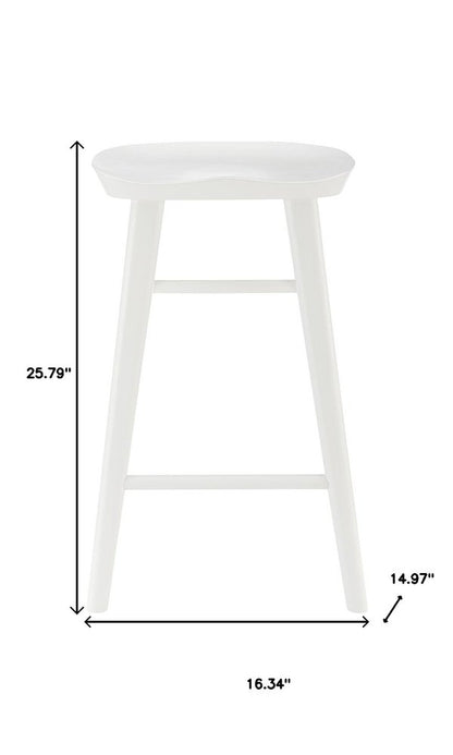 26" White Solid Wood Backless Counter Height Bar Chair HomeRoots