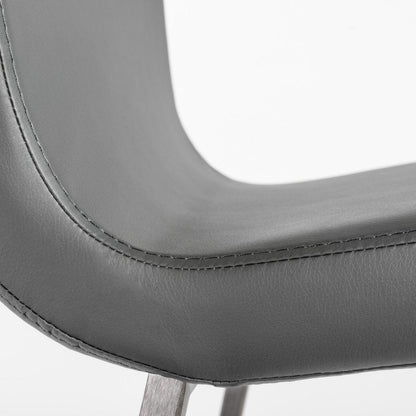 Set of Two 26" Gray And Silver Faux Leather And Steel Low Back Counter Height Bar Chairs HomeRoots