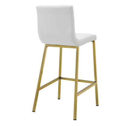 Set of Two 26" White And Gold Steel Low Back Counter Height Bar Chairs