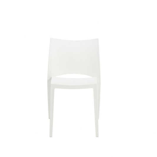 Set of Two White Heavy Duty Plastic Outdoor Stacking Dining Chairs HomeRoots