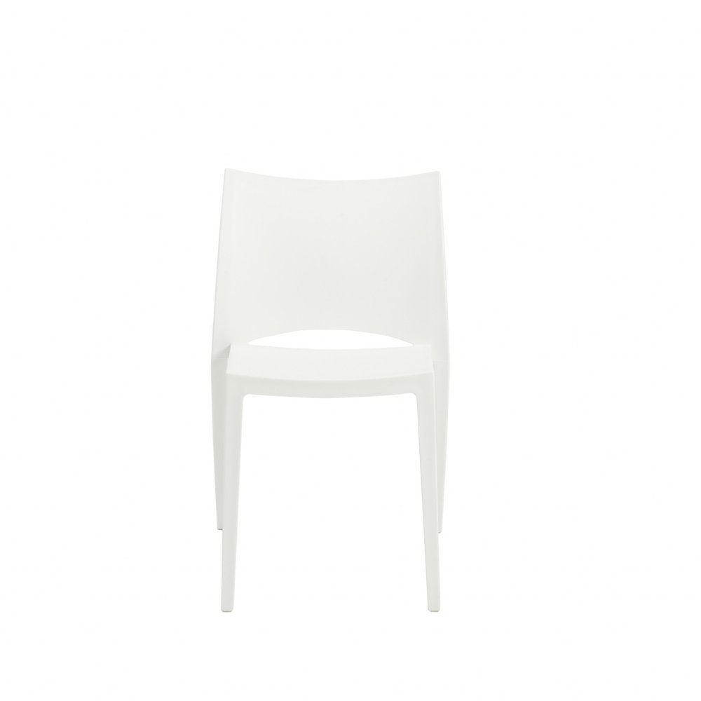 Set of Two White Heavy Duty Plastic Outdoor Stacking Dining Chairs HomeRoots