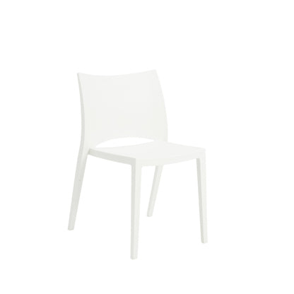 Set of Two White Heavy Duty Plastic Dining Side Chairs