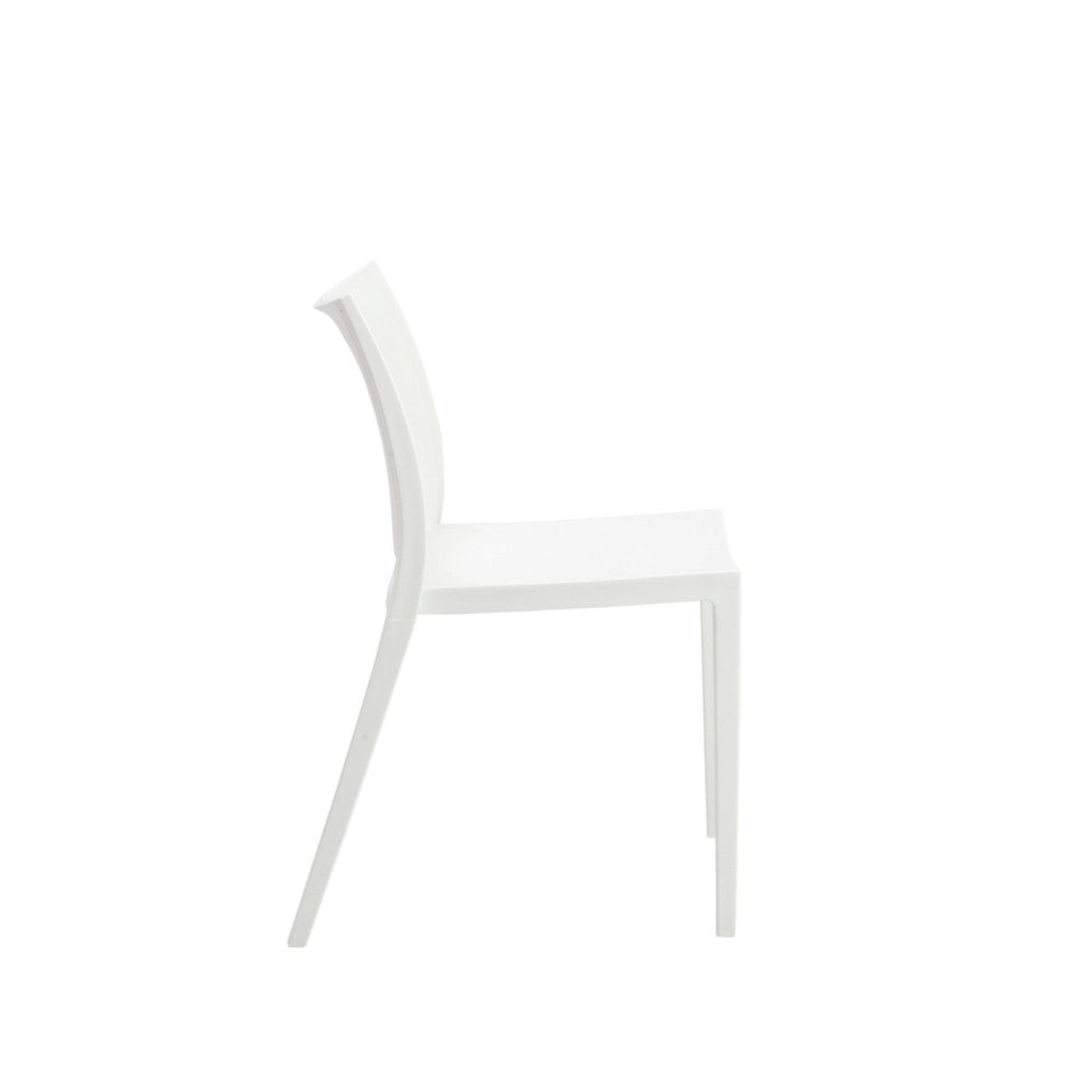 Set of Two White Heavy Duty Plastic Outdoor Stacking Dining Chairs HomeRoots