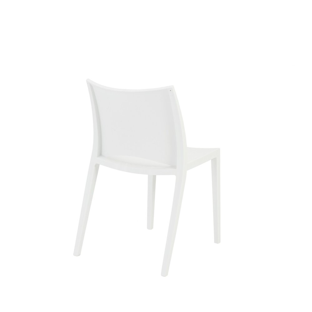 Set of Two White Heavy Duty Plastic Outdoor Stacking Dining Chairs HomeRoots